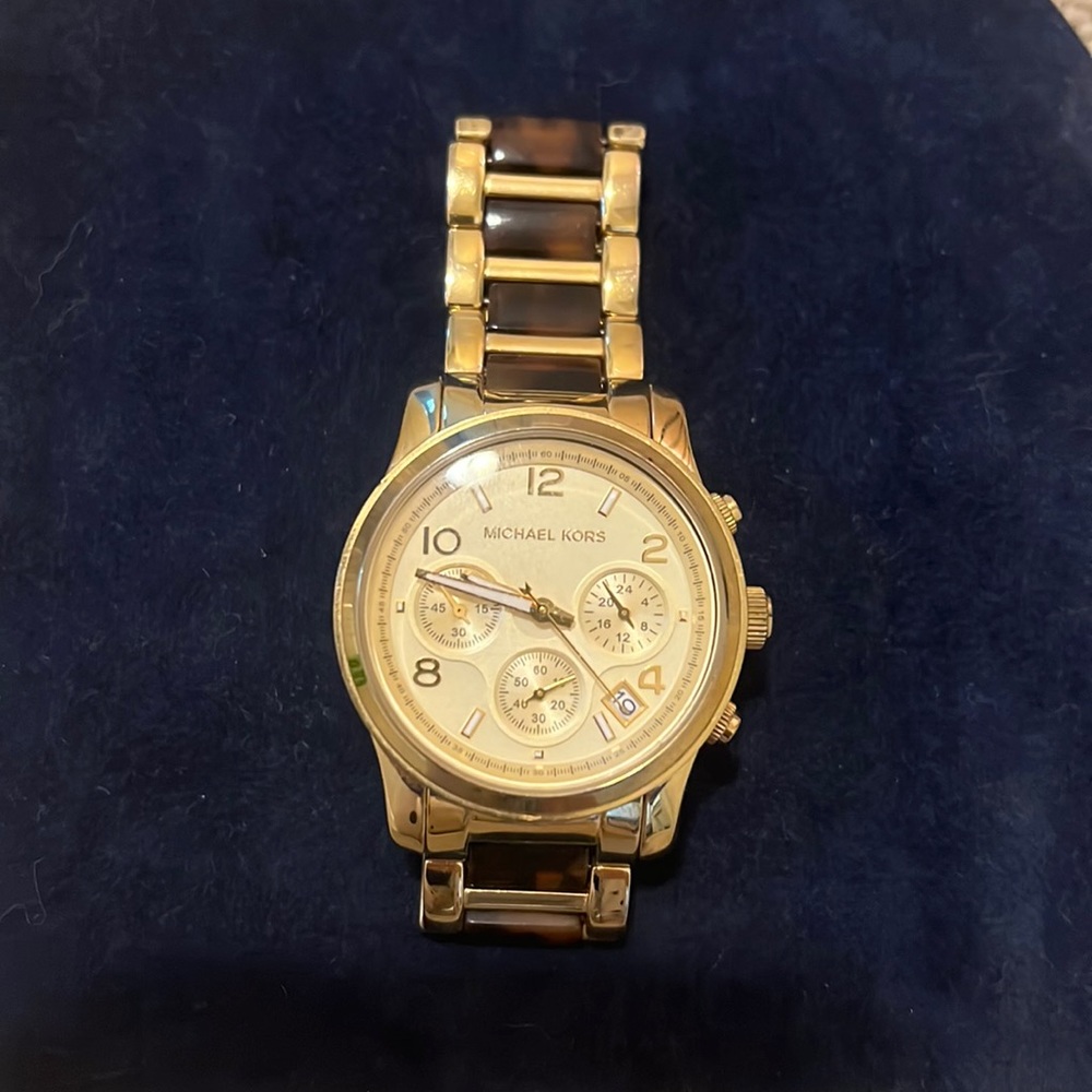 Michael Kors gold tortoise watch